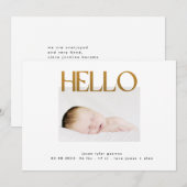 ファンキーhello yellow金ゴールドフォイルモダン ミニマル 案内状 (正面/裏面)