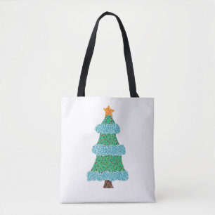 ファンキーPointillismキャンバスバッグのクリスマスツリー トートバッグ