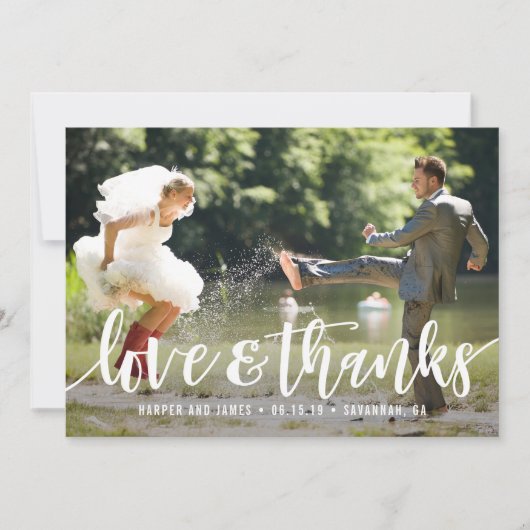 ファンキーScript結婚's Thank You Photo Card サンキューカード (正面)