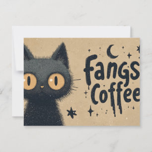 ファンギーな黒猫とファンジーとコーヒーグラフィック ポストカード
