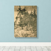 ファンクアン – 山と川の中を旅する人たち キャンバスプリント (インサイチュ (ウッドフロア))