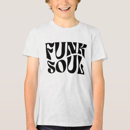 ファンクソウルのレトロ音楽ロゴデザイン トライブレンドTシャツ (正面)