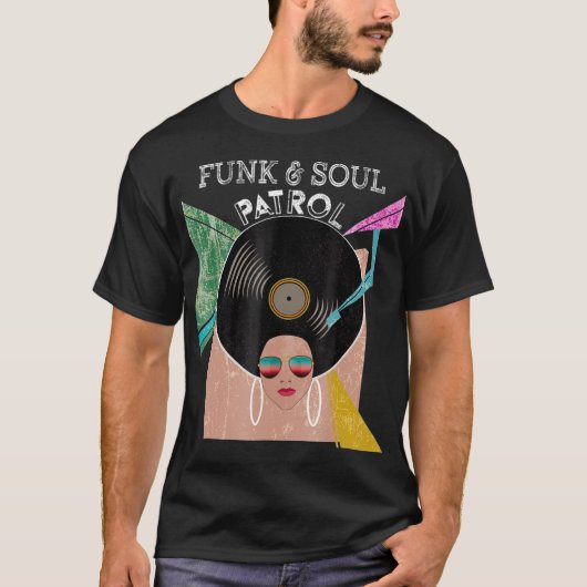 ファンクSOUL PATROL 70s 80sヴィンテージAfroグラフィック Tシャツ (正面)