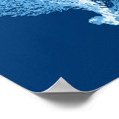 ファンコーラルシーライフプリントインディゴブルー&ホワイト ポスター (角)