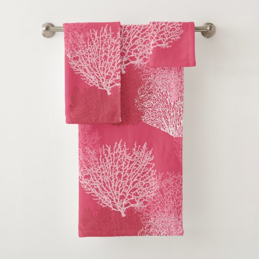 ファンコーラルプリントサンジェックスオブコーラルピンク バスタオルセット (インサイチュ)