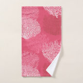 ファンコーラルプリントサンジェックスオブコーラルピンク バスタオルセット (ハンドタオル)