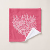 ファンコーラルプリントサンジェックスオブコーラルピンク バスタオルセット (ウォッシュタオル)