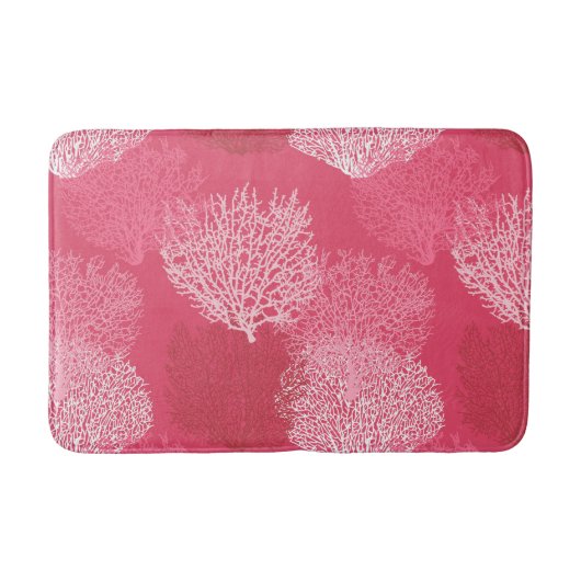ファンコーラルプリントサンジェックスオブコーラルピンク バスマット (正面)