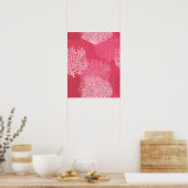 ファンコーラルプリントサンジェックスオブコーラルピンク ポスター (キッチン)