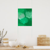 ファンコーラルプリントシェードオブジェイドグリーン ポスター (キッチン)