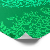 ファンコーラルプリントシェードオブジェイドグリーン ポスター (角)