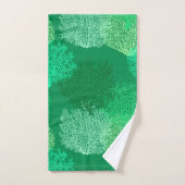 ファンコーラルプリントシェードオブジェドグリーンバストーウェ バスタオルセット (ハンドタオル)