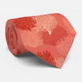 ファンコーラルプリント、シェードオブコーラルオレンジ ネクタイ (ロール)