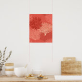 ファンコーラルプリント、シェードオブコーラルオレンジ ポスター (キッチン)