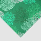 ファンコーラルプリント、ターコイズ、ジェードグリーンの色合い 薄葉紙 (詳細)