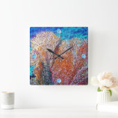 ファンコーラル スクエア壁時計 (ホーム)