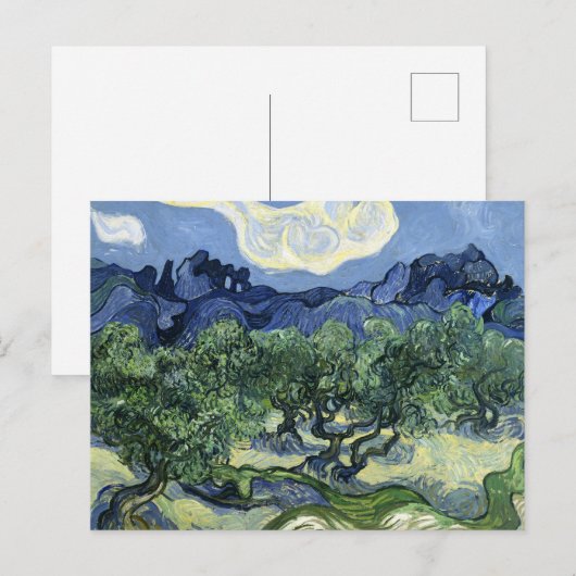 ファンゴッホのオリーブの木の風景絵を描ズ ポストカード (正面/裏面)