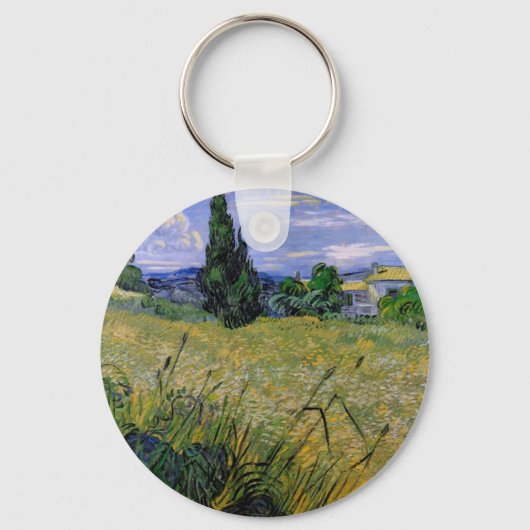 ファンゴッホのヒノキと緑の小麦畑。 キーホルダー (正面)
