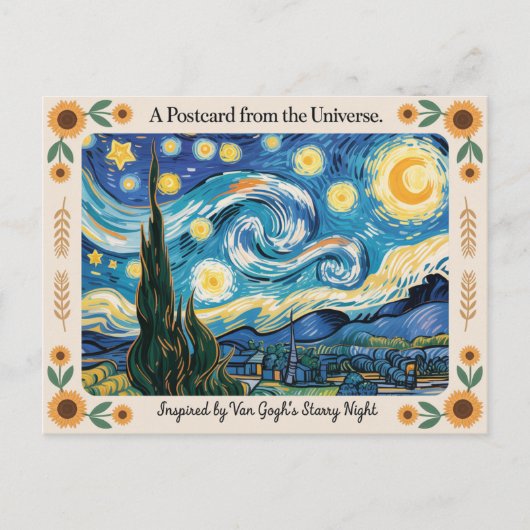 ファンゴッホの星空のナイトアートインスパイアはこき ポストカード (正面)