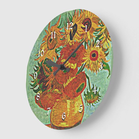 ファンゴッホの有名絵画なサンフラワー12 ラージ壁時計 (傾斜)