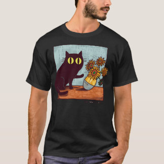 ファンゴッホの猫と花 Tシャツ
