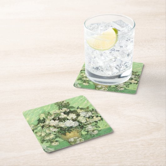 ファンゴッホの花が花瓶 スクエアペーパーコースター (インサイチュ)