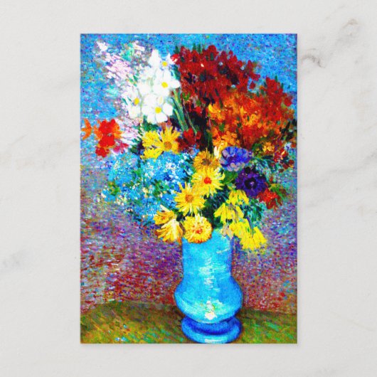 ファンゴッホの花が青い花瓶 エンクロージャーカード (正面)