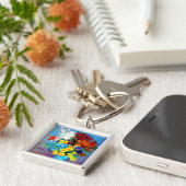 ファンゴッホの花が青い花瓶 キーホルダー (側面)