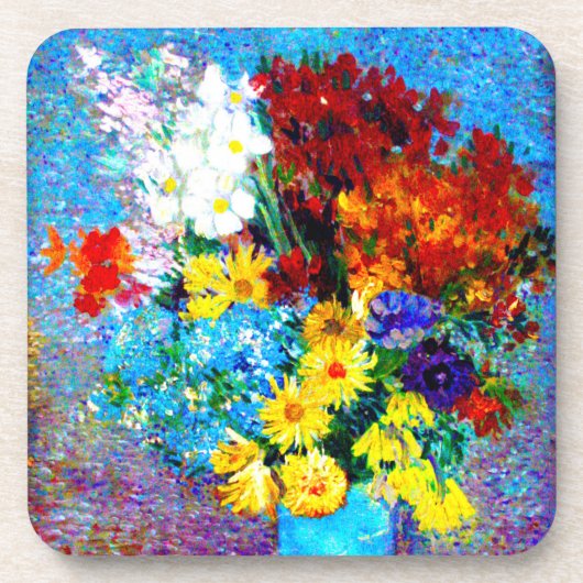 ファンゴッホの花が青い花瓶 コースター (正面)