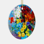 ファンゴッホの花が青い花瓶 セラミックオーナメント (右)