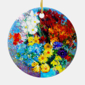 ファンゴッホの花が青い花瓶 セラミックオーナメント (裏面)