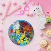 ファンゴッホの花が青い花瓶 ペーパープレート (パーティー)