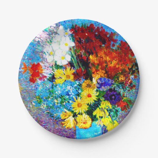 ファンゴッホの花が青い花瓶 ペーパープレート (正面)
