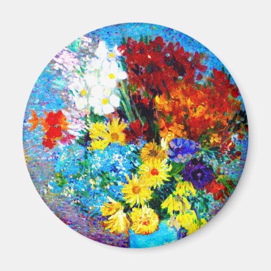 ファンゴッホの花が青い花瓶 マグネット (正面)