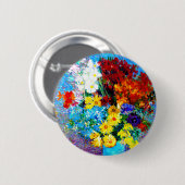 ファンゴッホの花が青い花瓶 缶バッジ (正面&裏面)