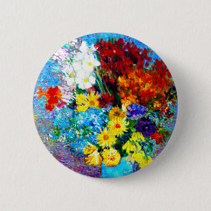 ファンゴッホの花が青い花瓶 缶バッジ