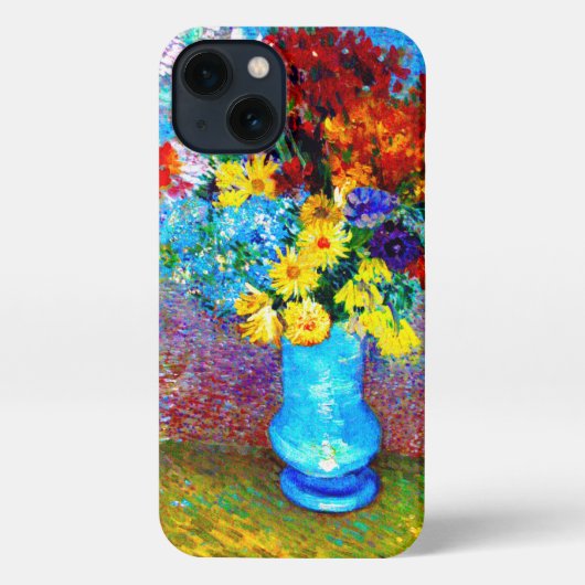 ファンゴッホの花が青い花瓶 iPhoneケース (裏面)
