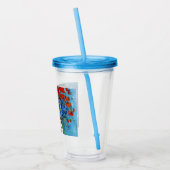 ファンゴッホの花瓶とコーンフラワーとケシ アクリルタンブラー (左)