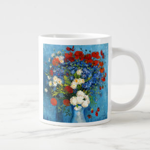 ファンゴッホの花瓶とコーンフラワーとケシ ジャンボコーヒーマグカップ