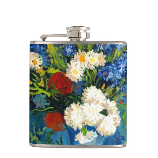 ファンゴッホの花瓶とコーンフラワーとケシ フラスク (正面)