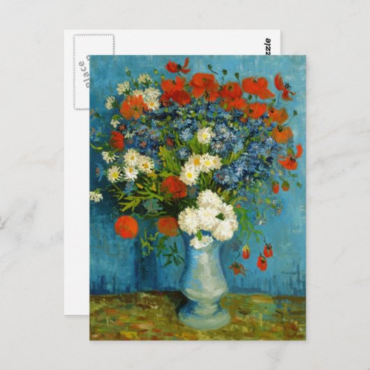 ファンゴッホの花瓶とコーンフラワーとケシ ポストカード (正面/裏面)