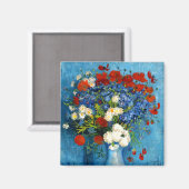 ファンゴッホの花瓶とコーンフラワーとケシ マグネット (正面/裏面)
