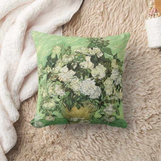 ファンゴッホの花in花瓶装飾用クッション クッション (ブランケット)