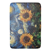 ファンゴッホひまわりの花と星空の夜 バスマット (正面縦)
