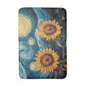 ファンゴッホひまわりの花と星空の夜 バスマット (正面縦)