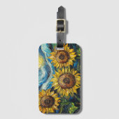 ファンゴッホひまわりの花と星空の夜 ラゲッジタグ (正面縦)