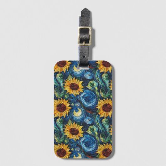 ファンゴッホひまわりの花と星空の夜 ラゲッジタグ (正面縦)