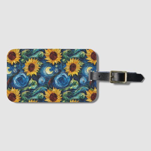 ファンゴッホひまわりの花と星空の夜 ラゲッジタグ (正面横)