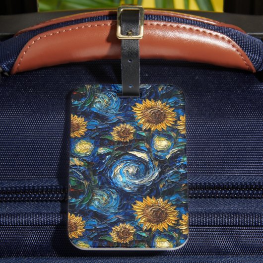 ファンゴッホひまわりの花と星空の夜 ラゲッジタグ (正面インサイチュ2)