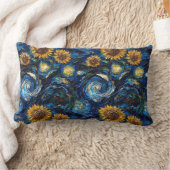 ファンゴッホひまわりの花と星空の夜 ランバークッション (ブランケット)